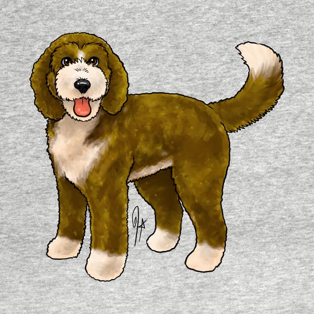 Dog - Bernadoodle - Cream and Brown by Jen's Dogs Custom Gifts and Designs